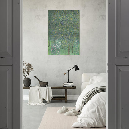 ROSES UNDER THE TREES - Gustav Klimt Brushed Aluminum Print - 70x100 cm / 28x40 inches | Gustav Klimt Aluminum Print | Gustav Klimt Prints