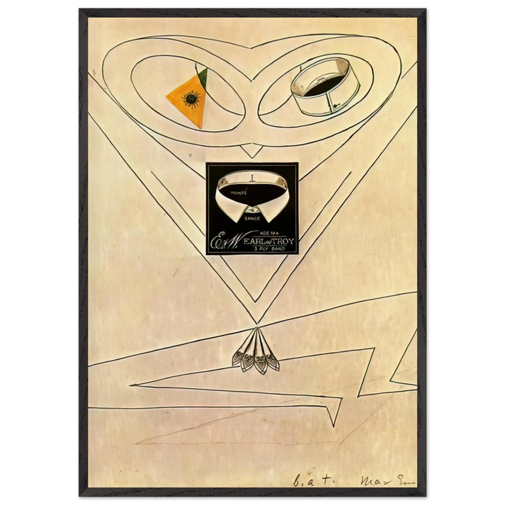 Dancing Owl - Max Ernst 70x100 cm / 28x40 inches Framed Art Print – Black Wooden Frame