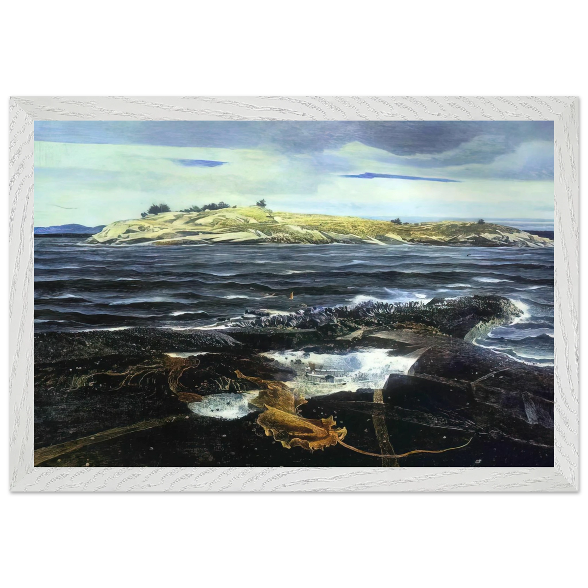 Andrew Wyeth - LITTLE CALDWELLS ISLAND Wall Art - 21x29.7 cm / 8x12" - Premium Wooden Framed Poster With Fine Art Paper-canvas - Wood frame