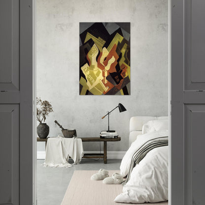 GUITAR AND FRUIT DISH - Juan Gris Brushed Aluminum Print - 70x100 cm / 28x40 inches | Juan Gris Aluminum Print | Juan Gris Prints