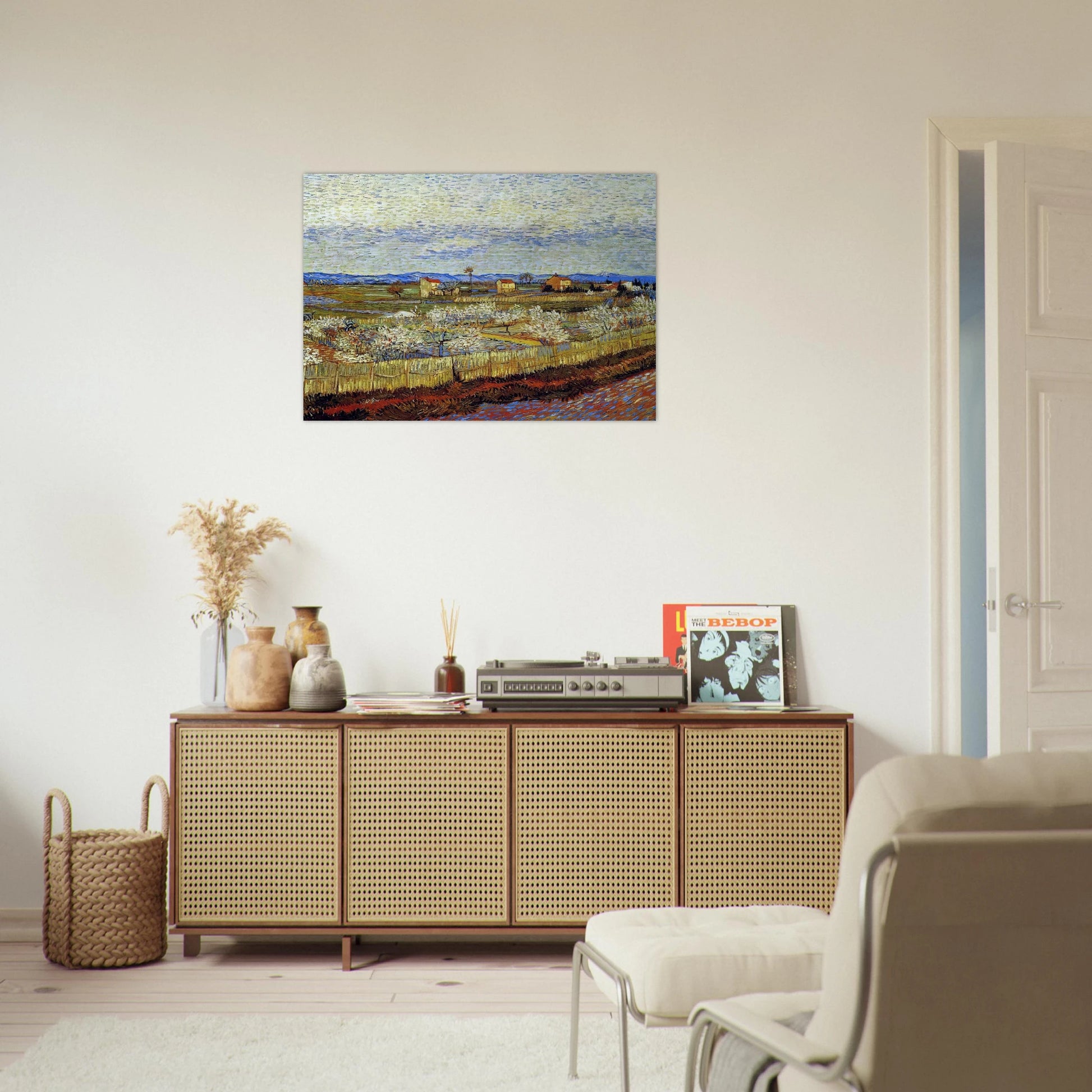 Peach Trees in Blossom - Vincent van Gogh Brushed Aluminum Print - 70x100 cm / 28x40 inches | Vincent van Gogh Aluminum Print | Vincent van Gogh Prints