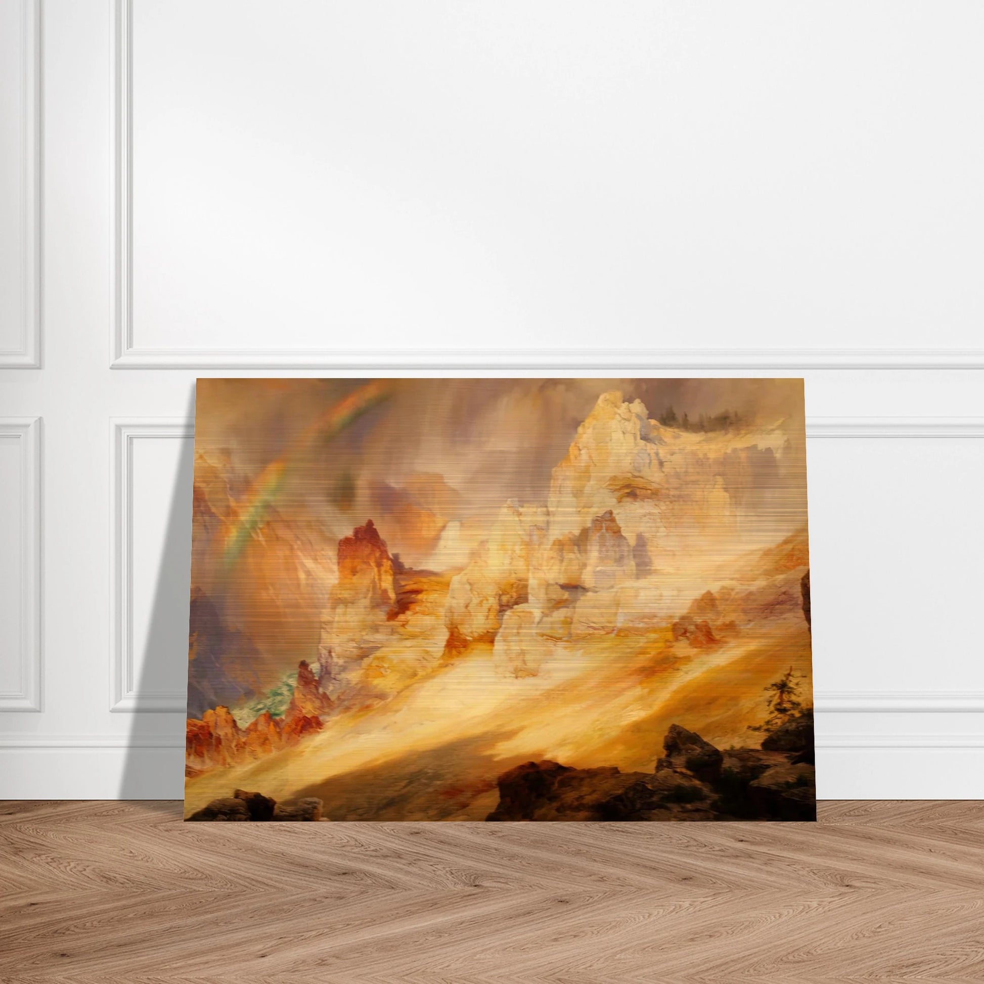 Rainbow over the Grand Canyon of the Yellowstone - Thomas Moran Brushed Aluminum Print - 70x100 cm / 28x40 inches | Thomas Moran Aluminum Print | Thomas Moran Prints