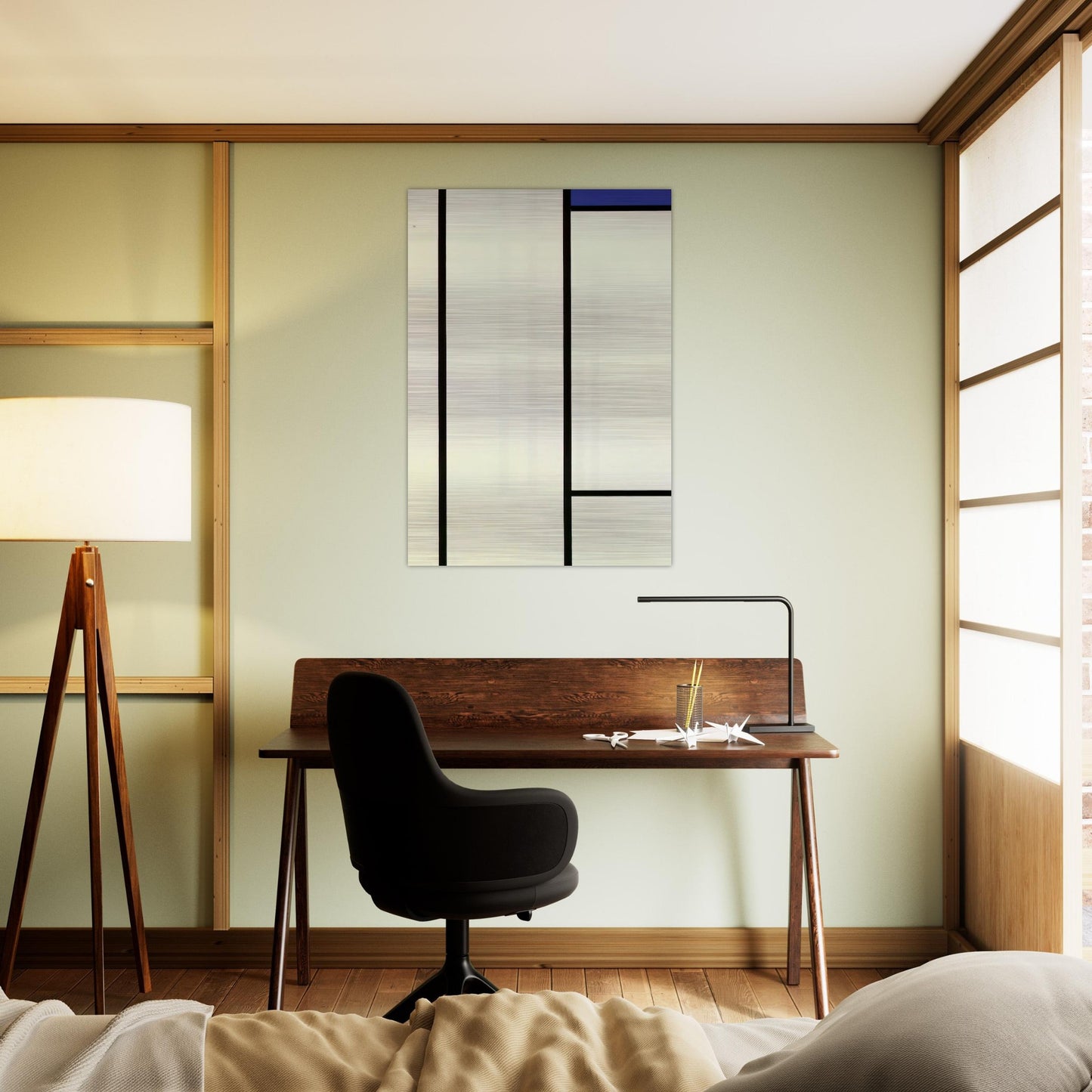 Vertical Composition with Blue and White - Piet Mondrian Brushed Aluminum Print - 70x100 cm / 28x40 inches | Piet Mondrian Aluminum Print | Piet Mondrian Prints