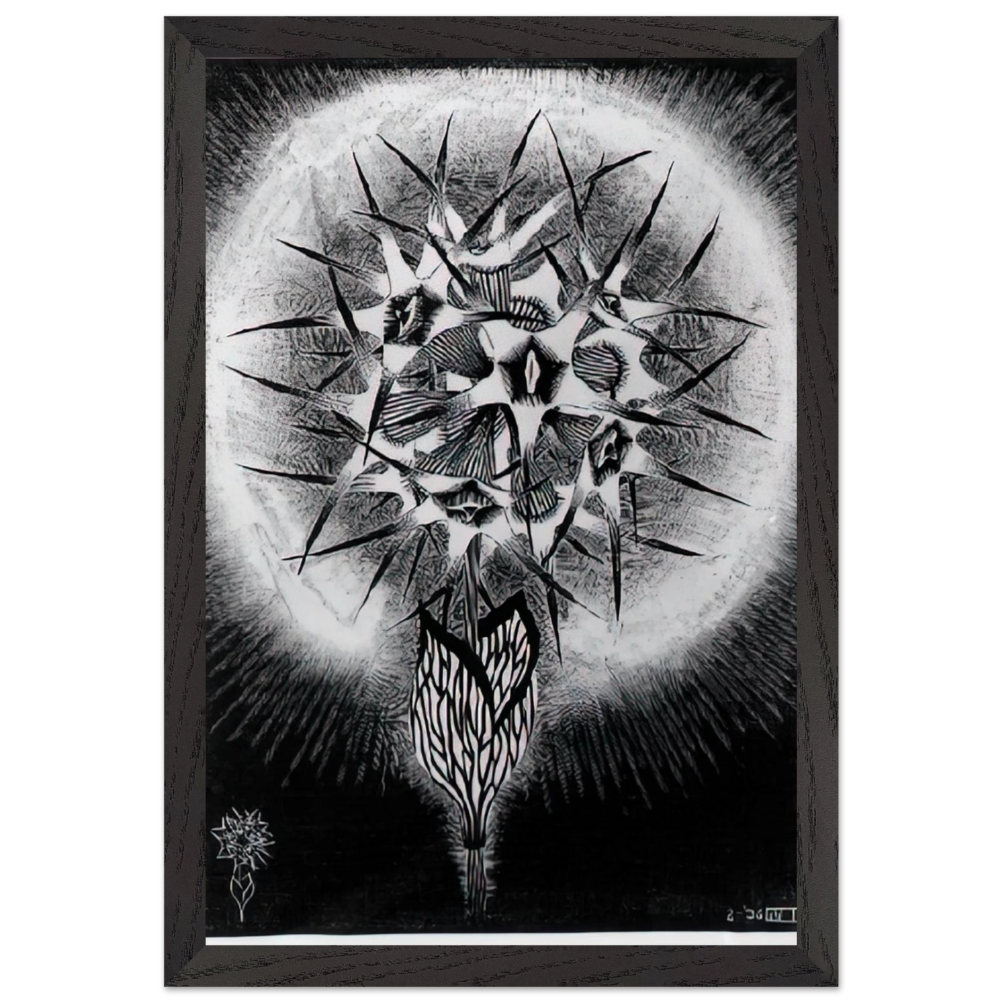 MC Escher - PRICKLY FLOWER Wall Art - 21x29.7 cm / 8x12" - Premium Wooden Framed Poster With Fine Art Paper - Wood frame