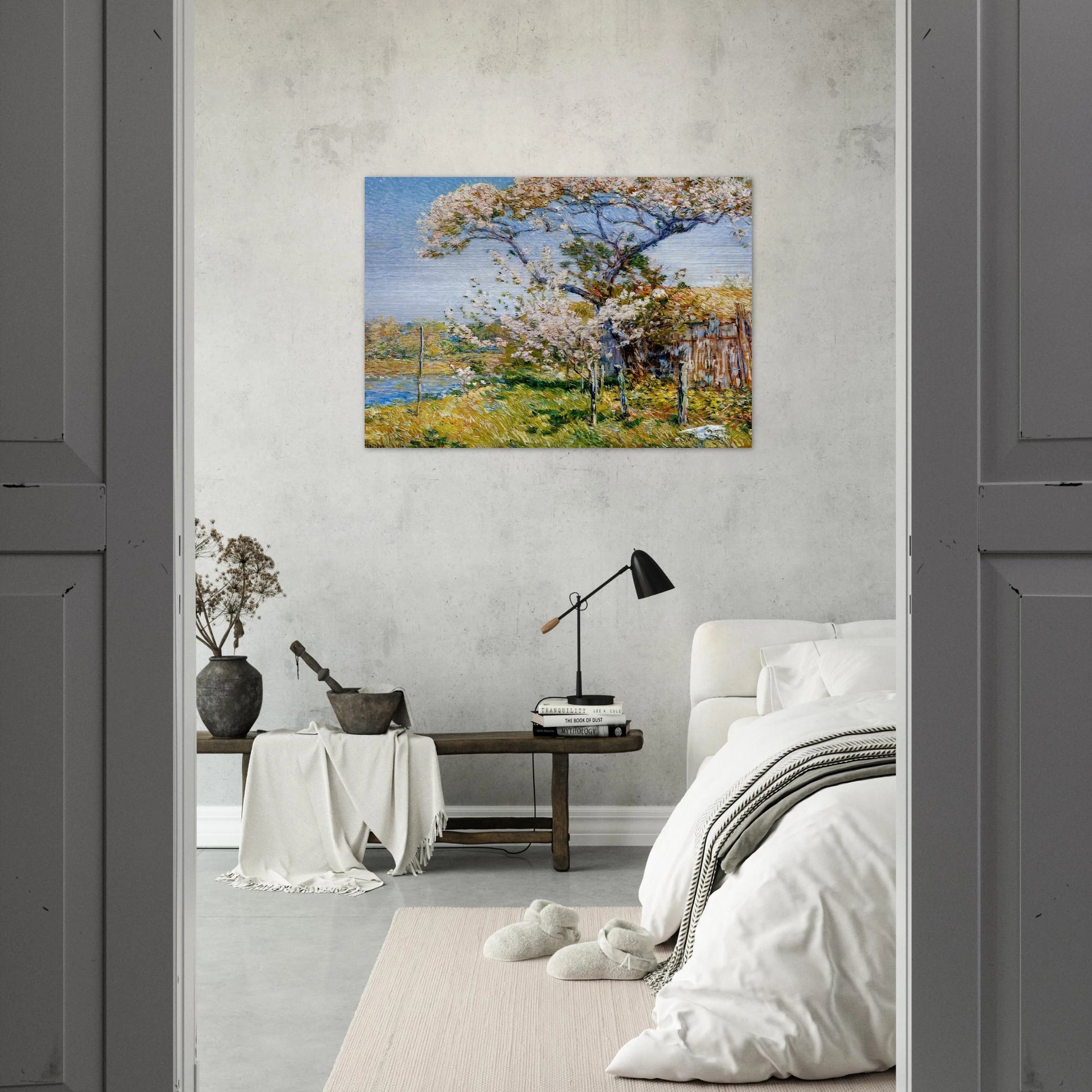 Apple Trees in Bloom, Old Lyme - Childe Hassam Brushed Aluminum Print - 70x100 cm / 28x40 inches | Childe Hassam Aluminum Print | Childe Hassam Prints