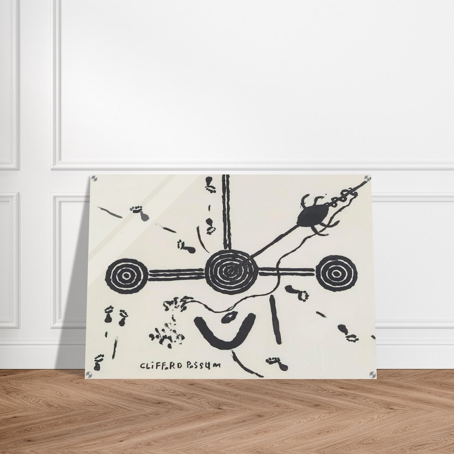 NGARLU LOVE STORY - 1994 - Clifford Possum Tjapaltjarri Acrylic Print - 70x100 cm / 28x40″ inches | Clifford Possum Tjapaltjarri Wall Art | Clifford Possum Tjapaltjarri Prints
