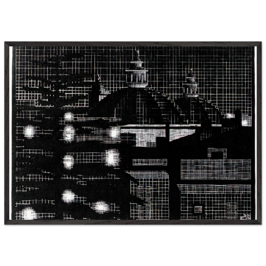NOCTURNAL ROME 5 - MC Escher 70x100 cm / 28x40 inches Framed Art Print – Black Wooden Frame | Maurits Cornelis Escher Prints