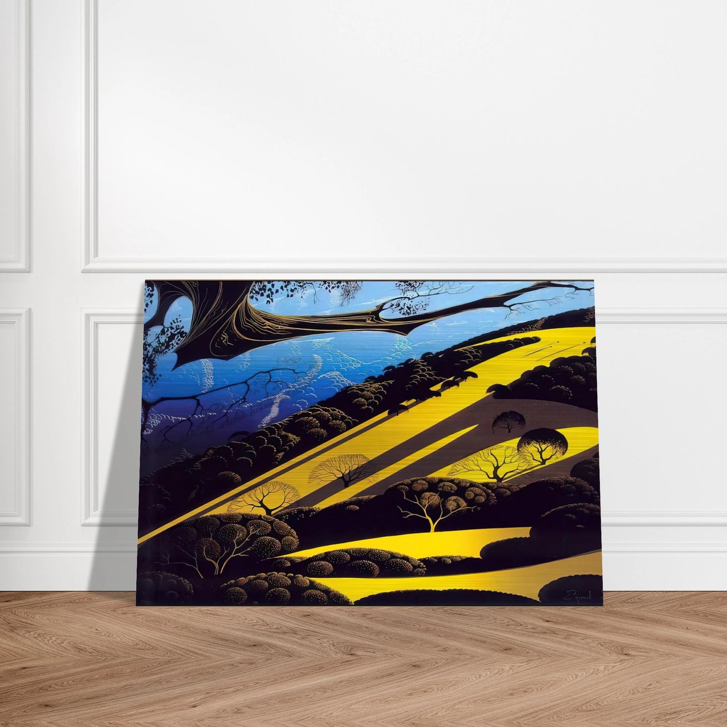 Gaviota Pass - Eyvind Earle Brushed Aluminum Print - 70x100 cm / 28x40 inches | Eyvind Earle Aluminum Print | Eyvind Earle Prints