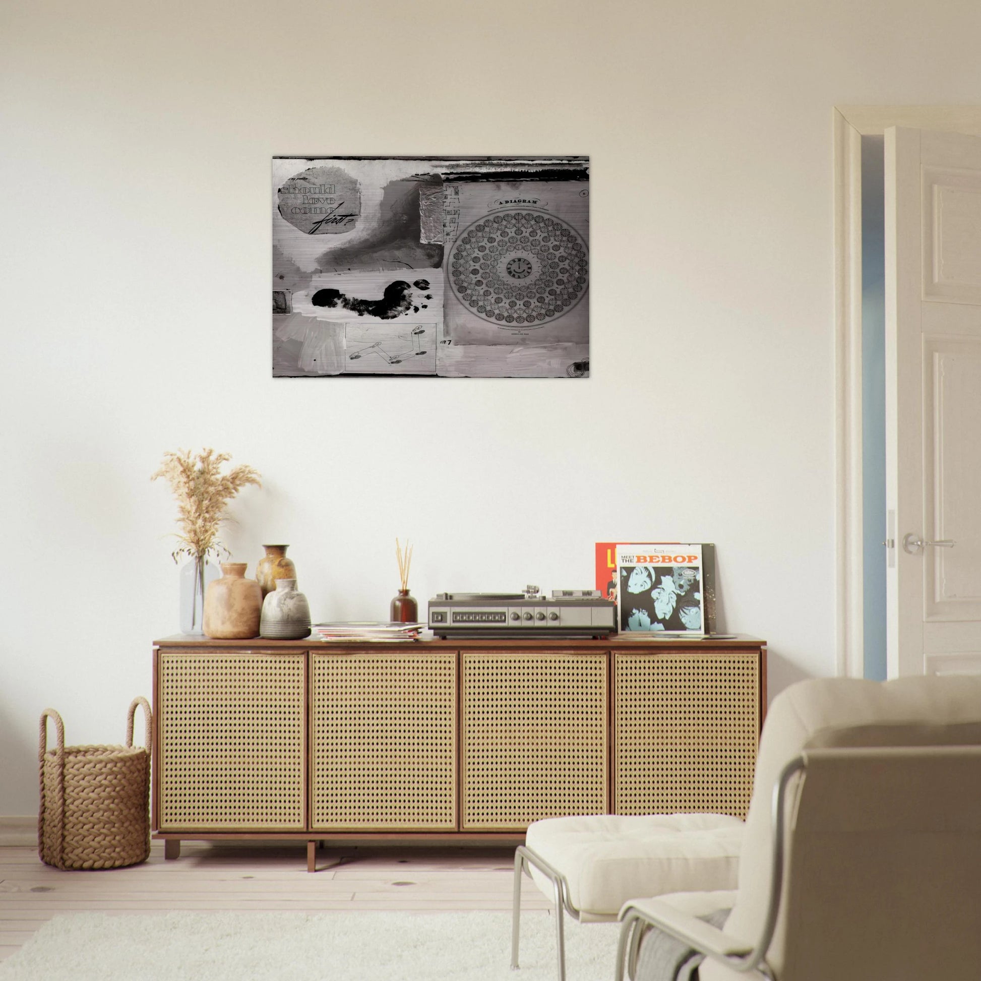 SHOULD LOVE COME FIRST 1951 - Robert Rauschenberg Brushed Aluminum Print - 70x100 cm / 28x40 inches | Robert Rauschenberg Aluminum Print | Robert Rauschenberg Prints