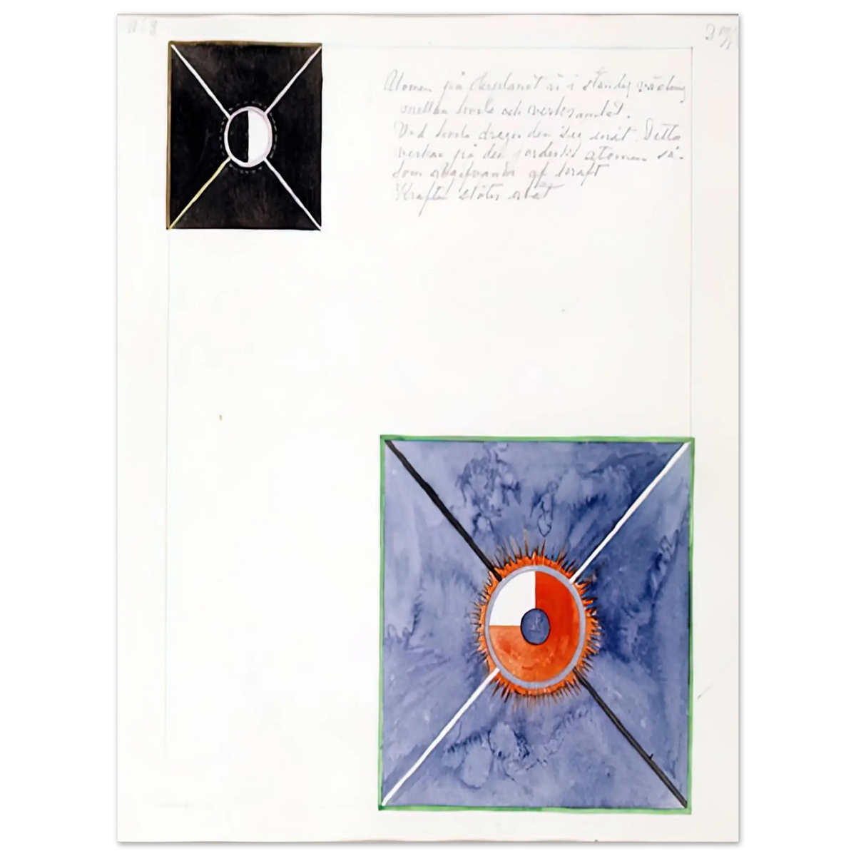 Hilma af Klint - ATOM SERIES NO 8 ATOM ON THE ETHER PLANE IS IN CONSTANT CHANGE BETWEEN REST AND ACTIVITY AT THE 1917 Wall art - 50x70 cm / 20x28 Inches - Premium Wooden Framed Poster With Fine Art Paper - Black frame