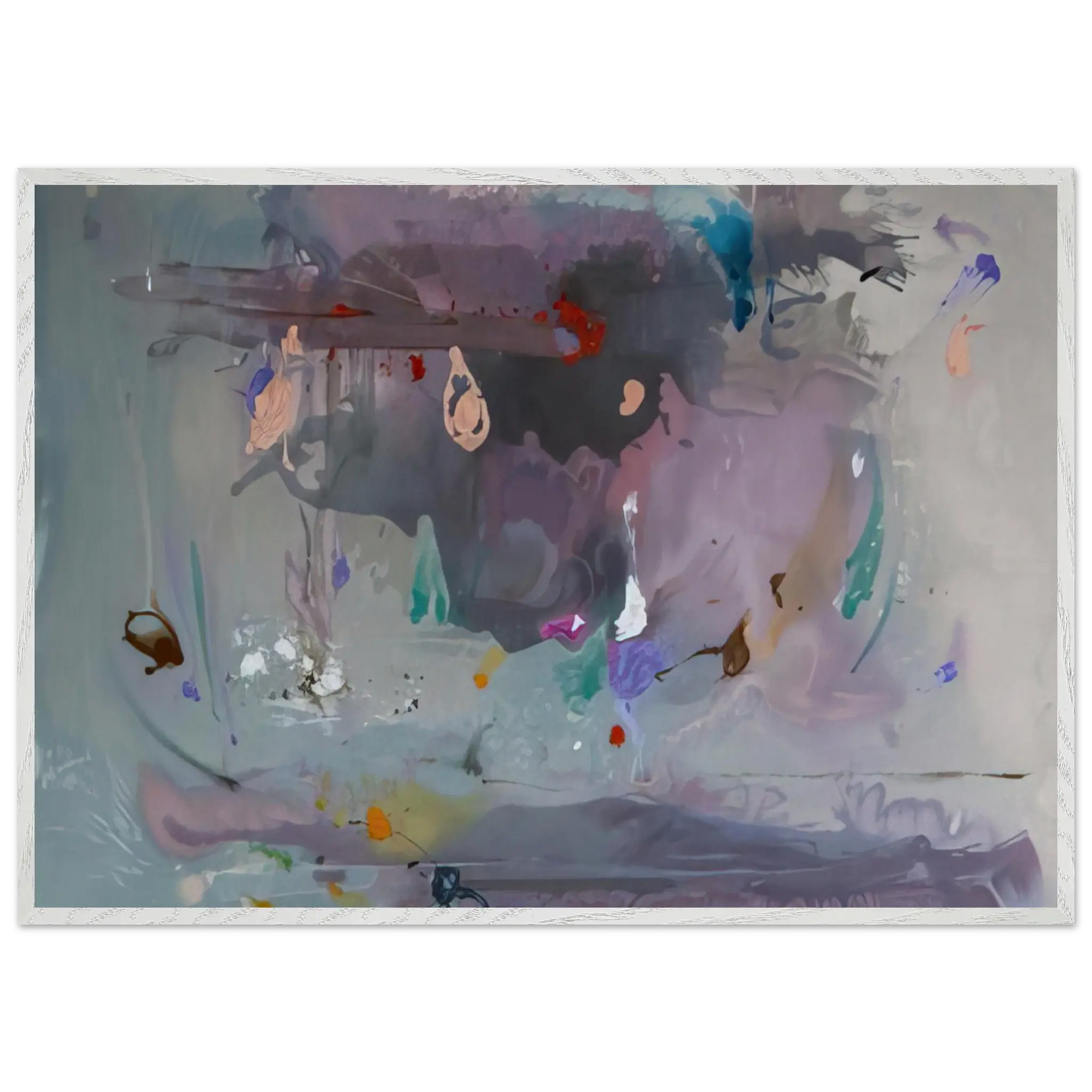 Helen Frankenthaler - Grey Fireworks - 2000 Wall art - 50x70 cm / 20x28 Inches - Premium Wooden Framed Poster With Fine Art Paper - Black frame