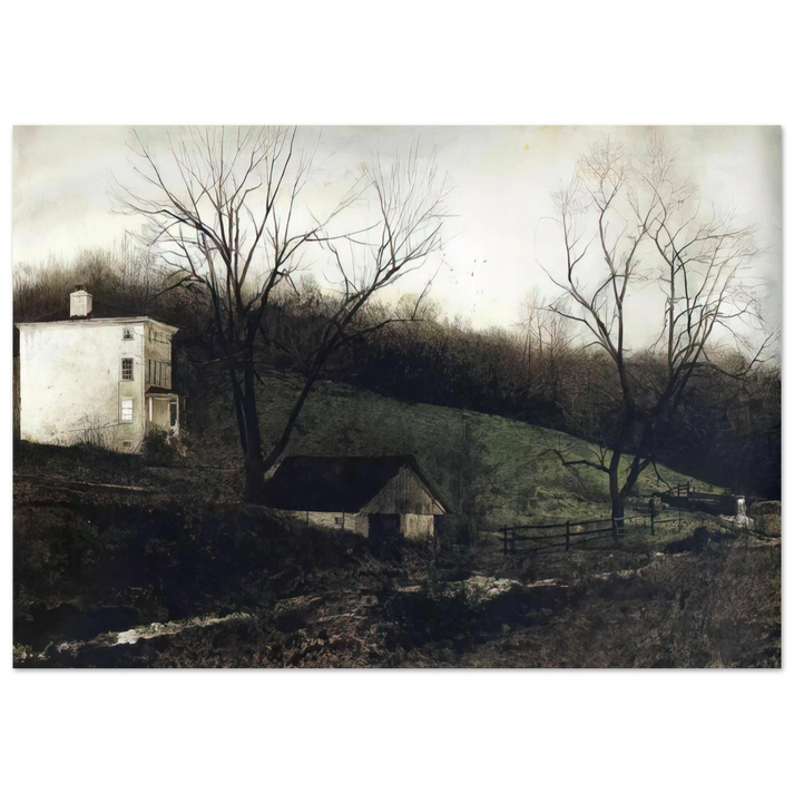 Andrew Wyeth - EVENING AT KUERNERS Wall Art - 30x40 cm / 12x16 inches - Premium Wooden Framed Poster With Fine Art Paper-canvas - Black frame