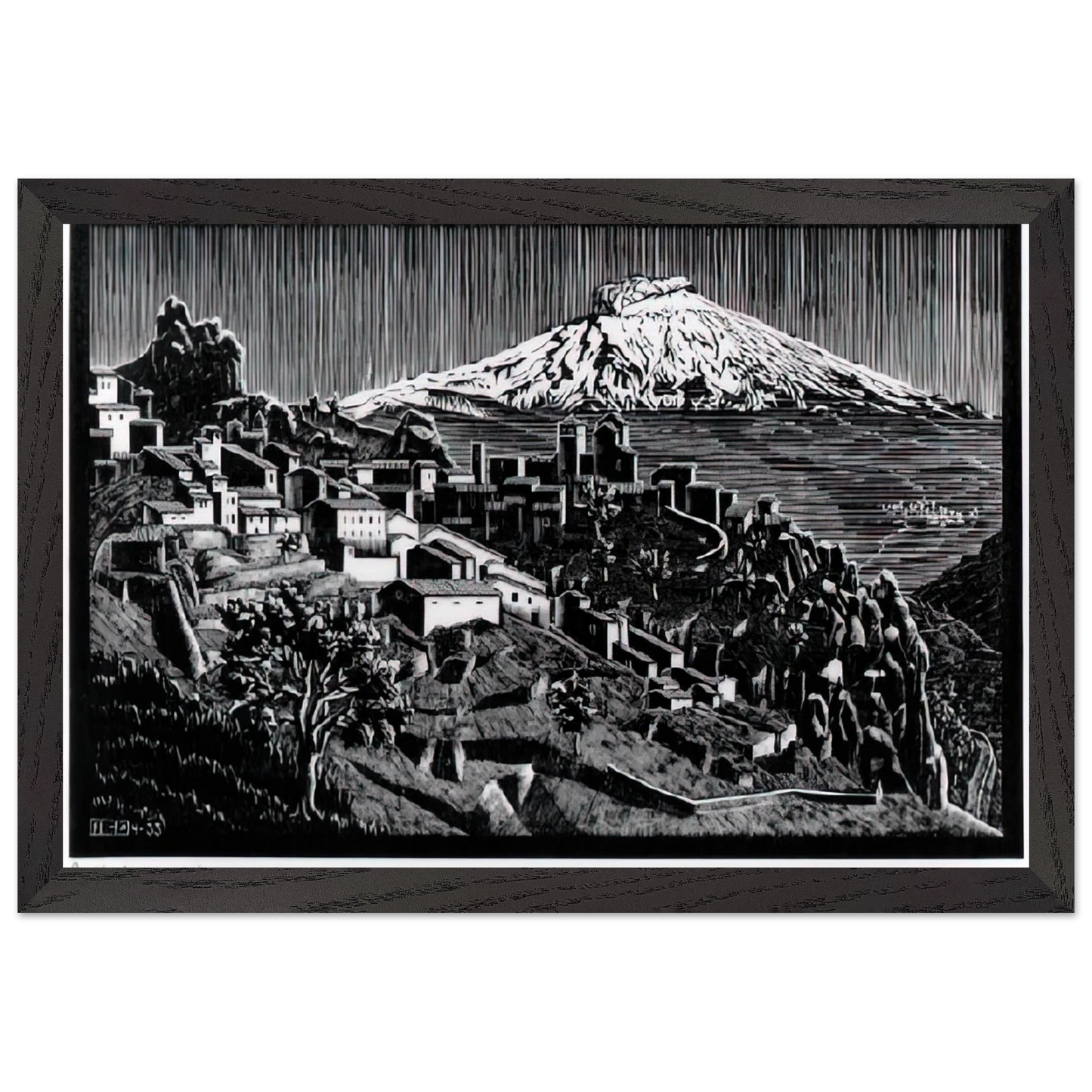 MC Escher - ESCHER (17) Wall Art - 30x40 cm / 12x16 inches - Premium Wooden Framed Poster With Fine Art Paper-canvas - Black frame