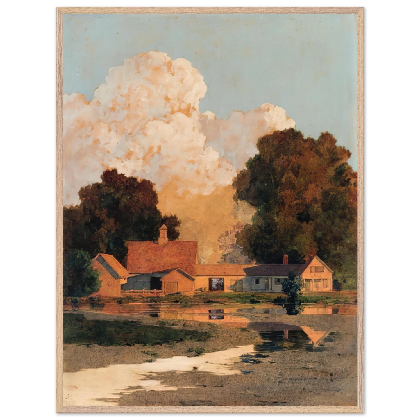 Maxfield Parrish - Daniels Farm, Summer Wall Art - 30x40 cm / 12x16 inches - Premium Wooden Framed Poster With Fine Art Paper-canvas - Black frame