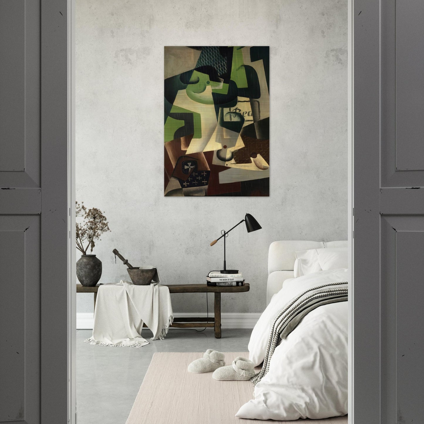 BOTTLE OF BEAUNE AND A FRUIT DISH 1917 - Juan Gris Brushed Aluminum Print - 70x100 cm / 28x40 inches | Juan Gris Aluminum Print | Juan Gris Prints