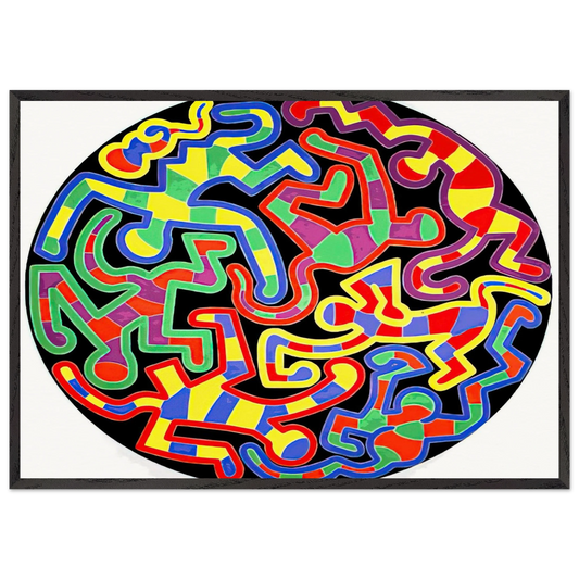MONKEY PUZZLE 1988 N1 - Keith Haring 70x100 cm / 28x40 inches Framed Art Print – Black Wooden Frame | Keith Haring Art For Sale