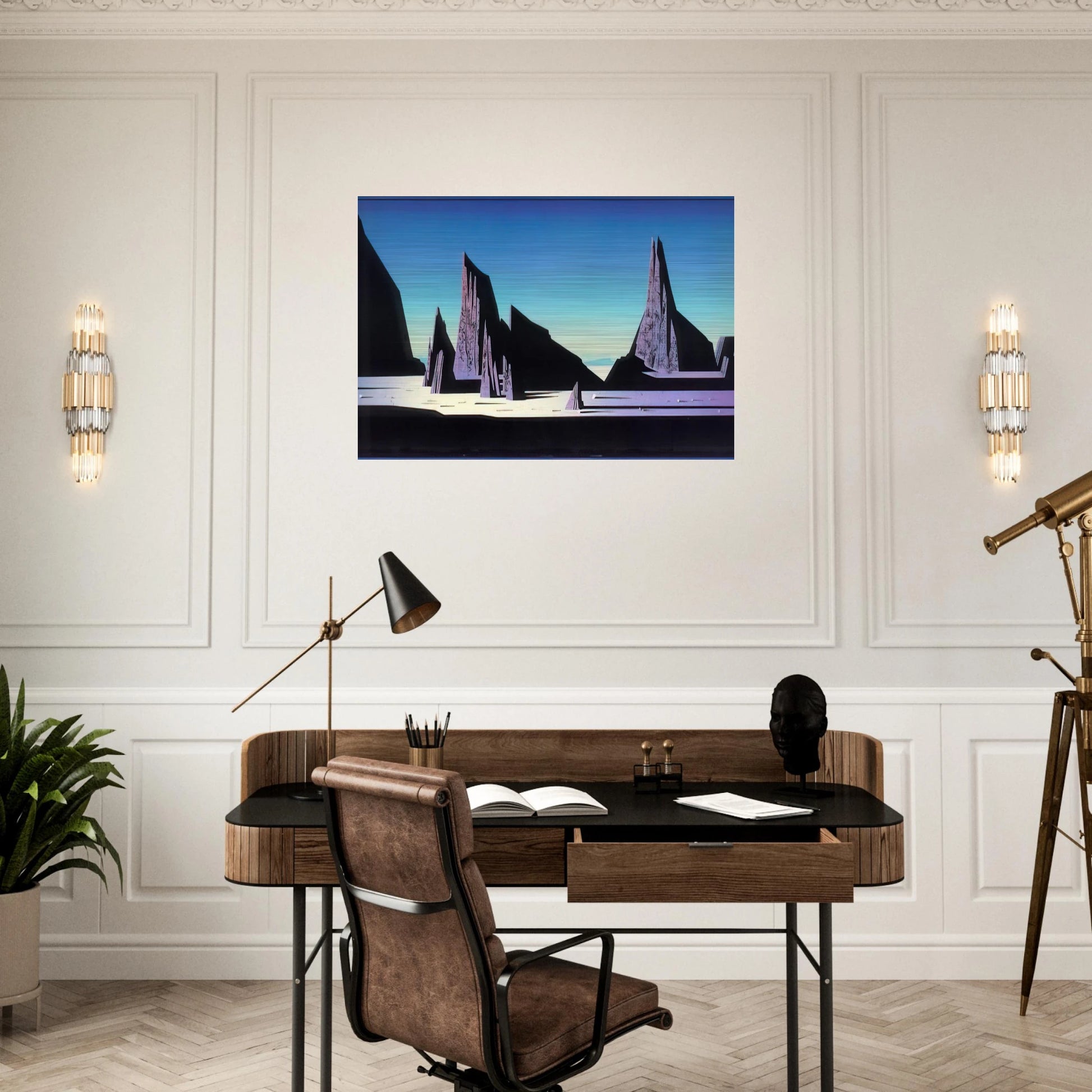 Desert Rocks - Eyvind Earle Brushed Aluminum Print - 70x100 cm / 28x40 inches | Eyvind Earle Aluminum Print | Eyvind Earle Prints