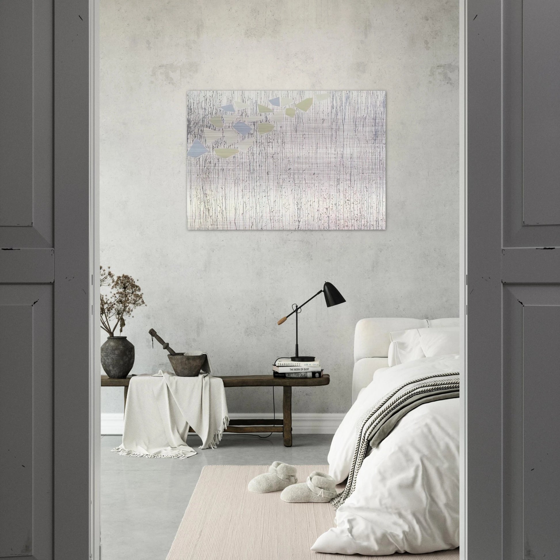 Pale colors on runs - Abstract Expressionism - Robert Goodnough Brushed Aluminum Print - 70x100 cm / 28x40 inches | Robert Goodnough Aluminum Print | Robert Goodnough Prints