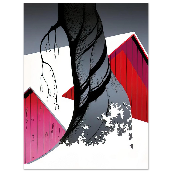 Eyvind Earle - Red Barn and Grey Sky  75x100 cm / 30x40inches Fine Art Poster