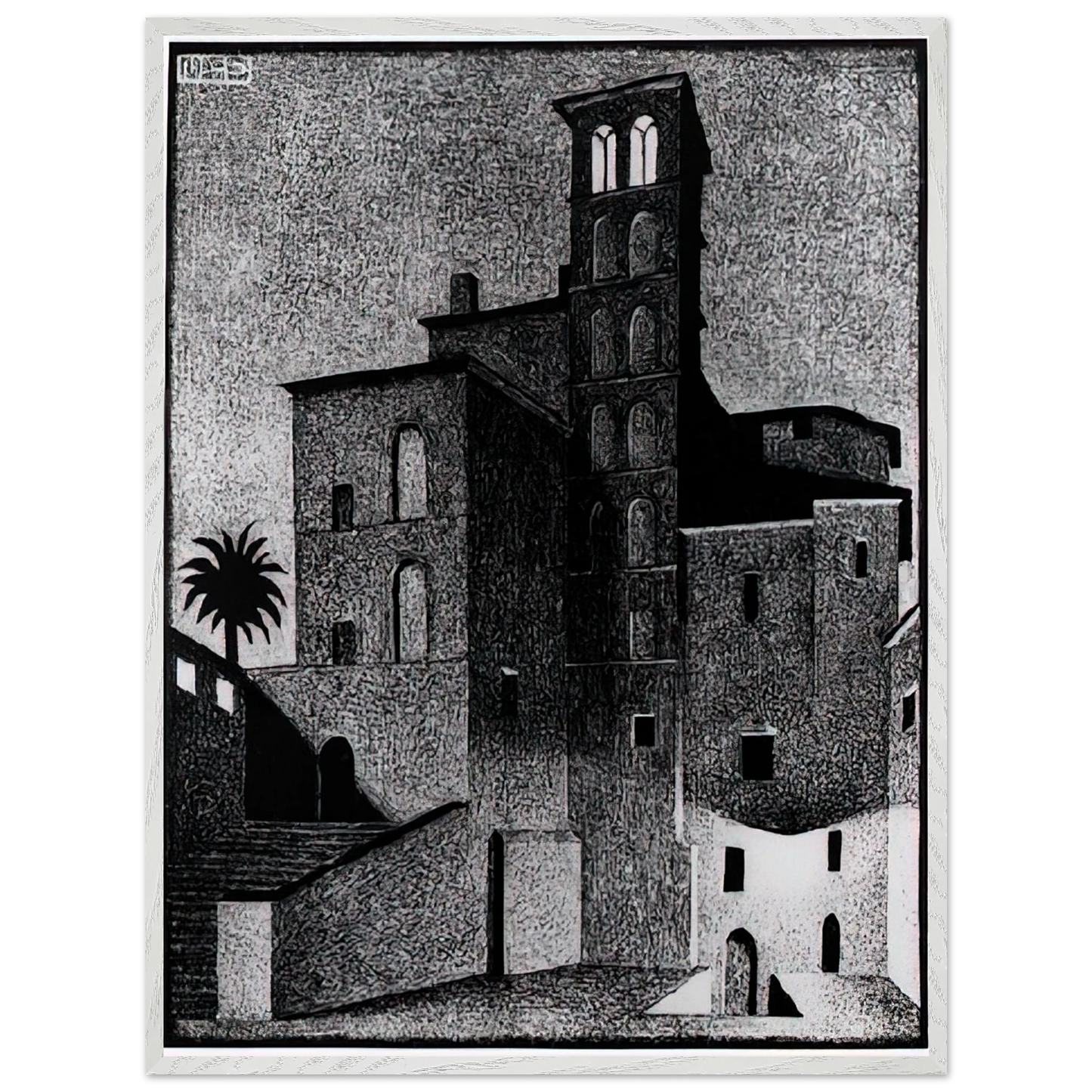 MC Escher - SS GIOVANNI ET PAOLO ROME MAY 1936 1936 Wall Art - 60x80 cm / 24x32 inches - Premium Wooden Framed Poster With Fine Art Paper-canvas - White frame