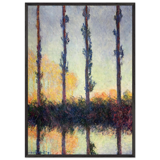 Poplars Four Trees - claude monet 70x100 cm / 28x40 inches Framed Art Print – Black Wooden Frame