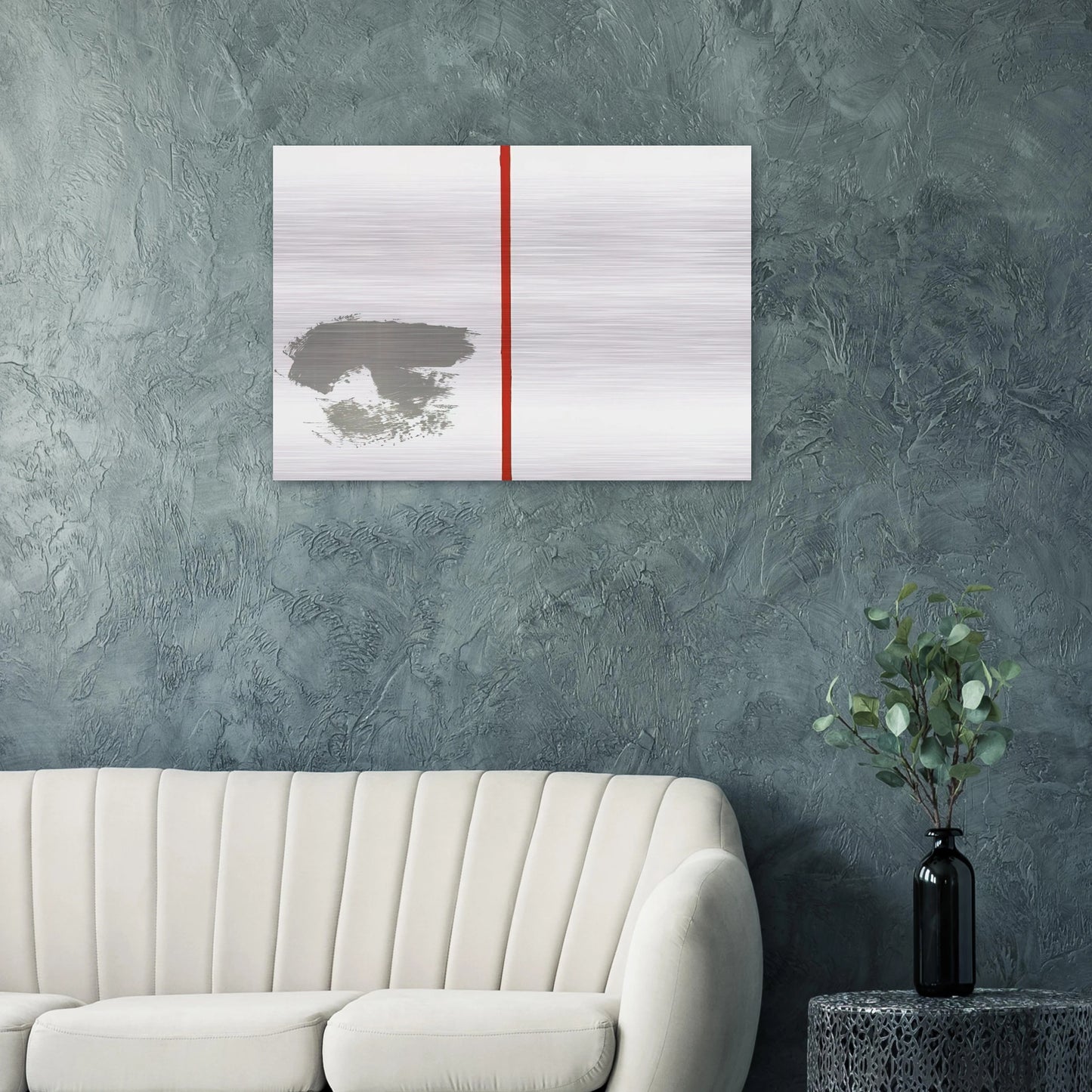 Ohne Titel mit rotem Strich - 1970 - Blinky Palermo Brushed Aluminum Print - 70x100 cm / 28x40 inches | Blinky Palermo Aluminum Print | Blinky Palermo Prints