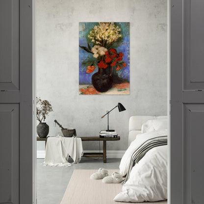 Vase with Carnations and Other Flowers - Vincent van Gogh Brushed Aluminum Print - 70x100 cm / 28x40 inches | Vincent van Gogh Aluminum Print | Vincent van Gogh Prints