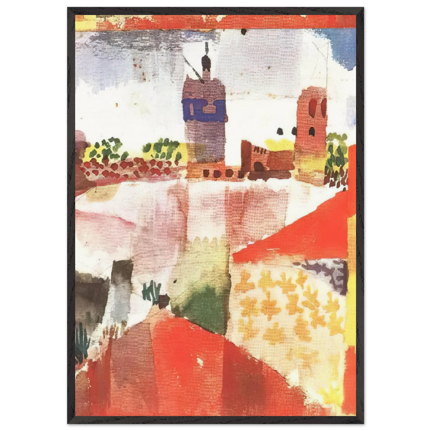 HAMMAMET WITH MOSQUE 1914 - Paul Klee 70x100 cm / 28x40 inches Framed Art Print – Black Wooden Frame