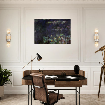 Water Lilies, Green Reflection right half - claude monet Brushed Aluminum Print - 70x100 cm / 28x40 inches | claude monet Aluminum Print | claude monet Prints