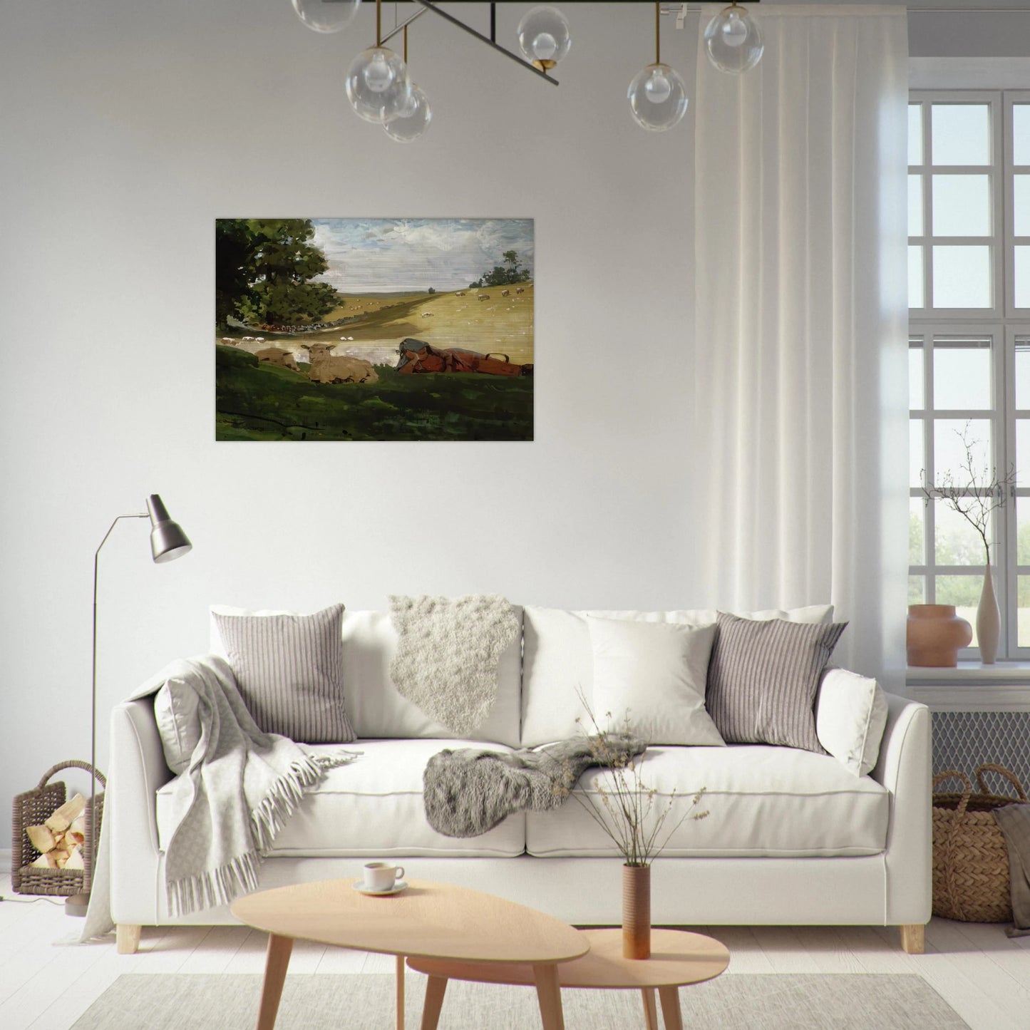 WARM AFTERNOON SHEPHERDESS - Winslow Homer Brushed Aluminum Print - 70x100 cm / 28x40 inches | Winslow Homer Aluminum Print | Winslow Homer Prints
