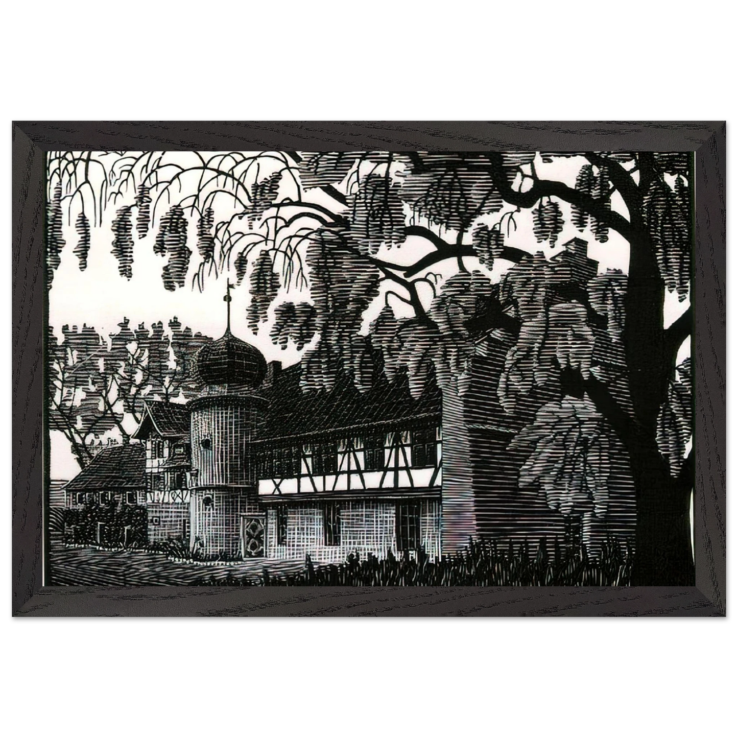 MC Escher - ESCHER (12) Wall Art - 21x29.7 cm / 8x12" - Premium Wooden Framed Poster With Fine Art Paper-canvas - Black frame