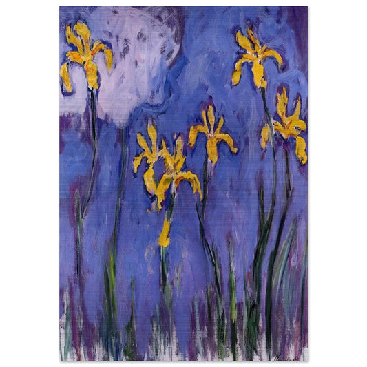 Yellow Irises with Pink Cloud - claude monet Brushed Aluminum Print - 70x100 cm / 28x40 inches | claude monet Aluminum Print | claude monet Prints
