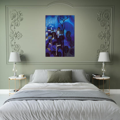 Midnight Blue - Eyvind Earle Brushed Aluminum Print - 70x100 cm / 28x40 inches | Eyvind Earle Aluminum Print | Eyvind Earle Prints