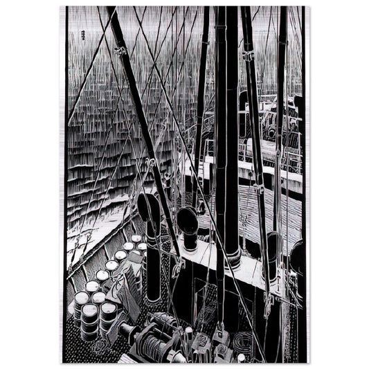 FREIGHTER SEPTEMBER 1936 1936 - MC Escher Brushed Aluminum Print - 70x100 cm / 28x40 inches | MC Escher Aluminum Print | MC Escher Prints | Maurits Cornelis Escher Prints