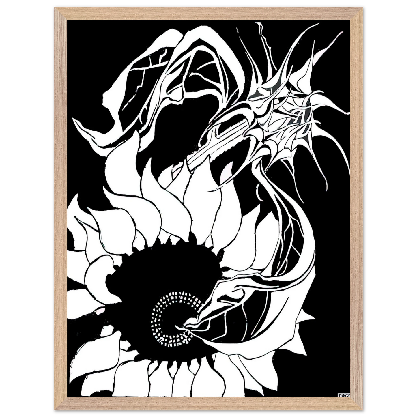 MC Escher - SUNFLOWERS Wall Art - 60x80 cm / 24x32 inches - Premium Wooden Framed Poster With Fine Art Paper-canvas - White frame