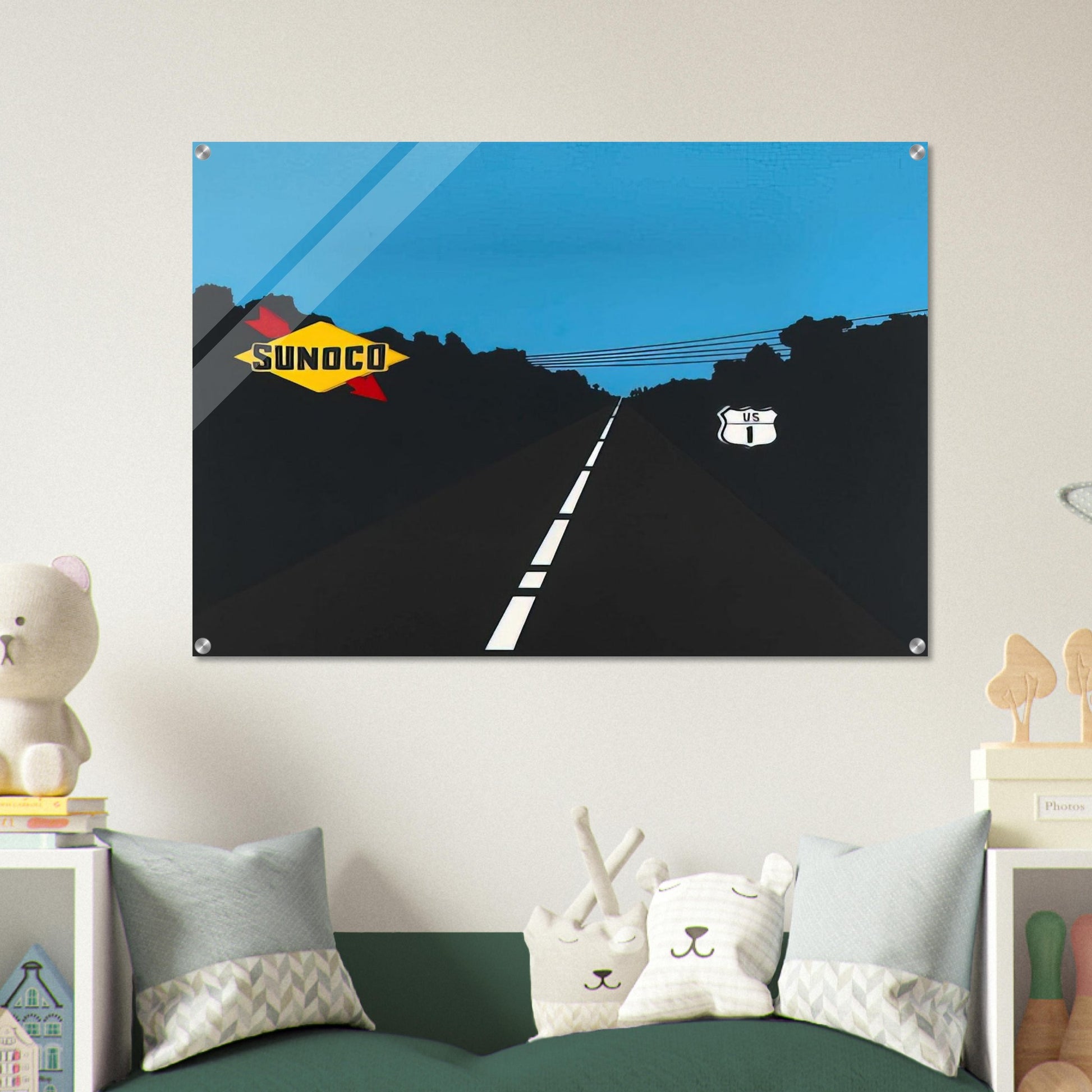 US Highway 1 - Pop Art - Allan D Arcangelo Acrylic Print - 70x100 cm / 28x40″ inches | Allan D Arcangelo Wall Art | Allan D Arcangelo Prints