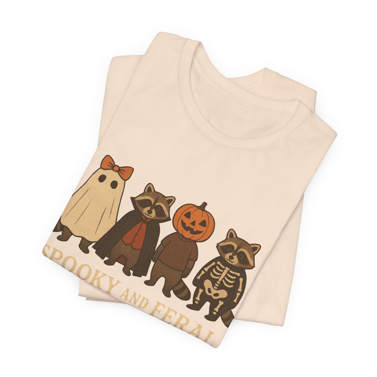 Spooky Raccoon Shirt, Grappige Halloween Grafisch T-shirt, Schattig Vintage Herfst T-shirt, Trendy Vrouwen Halloween Shirt, Feral Raccoon T-shirt