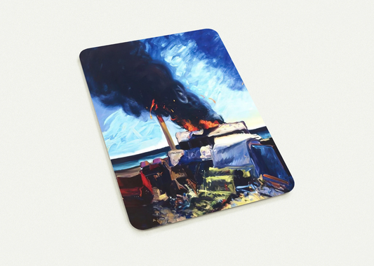 Beach Trash Burning - 1982 By Carlos Almaraz Pack of 10 Post Cards | Carlos Almaraz Post Cards | A6 (10.5 x 14.8 cm) - 4.1 x 5.8 inches