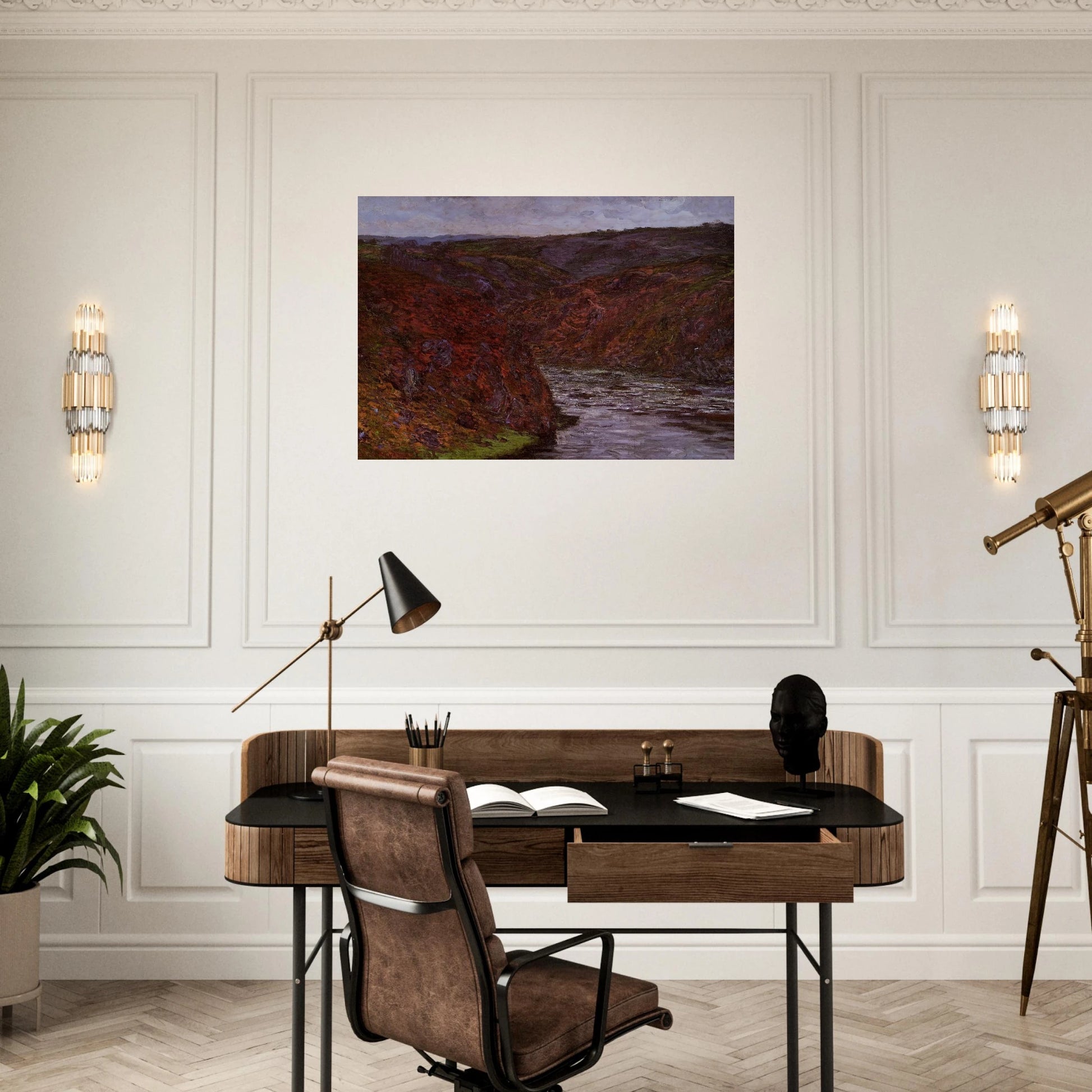 Valley of the Creuse, Grey Sky - claude monet Brushed Aluminum Print - 70x100 cm / 28x40 inches | claude monet Aluminum Print | claude monet Prints