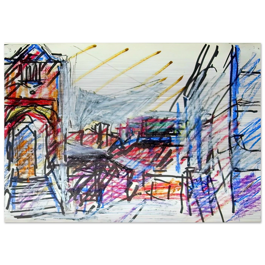 TO THE STUDIOS - Frank Auerbach Brushed Aluminum Print - 70x100 cm / 28x40 inches | Frank Auerbach Aluminum Print | Frank Auerbach Prints