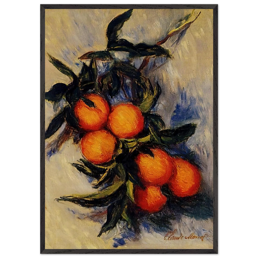 Branch of Orange Bearing Fruit - claude monet 70x100 cm / 28x40 inches Framed Art Print – Black Wooden Frame