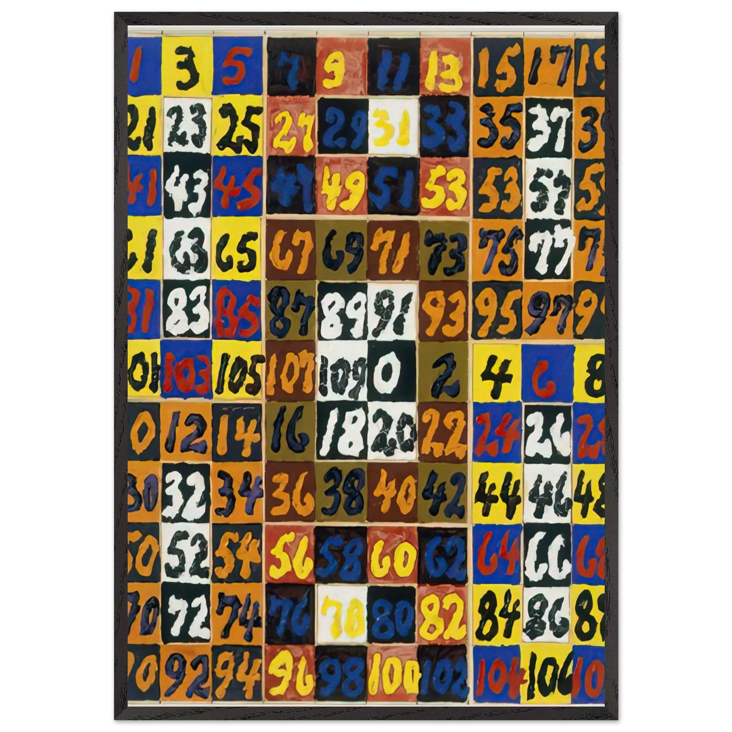 Coordinative Thinking on the Square and Rectangle Per IV - 1974 - Alfred Jensen 70x100 cm / 28x40 inches Framed Art Print – Black Wooden Frame