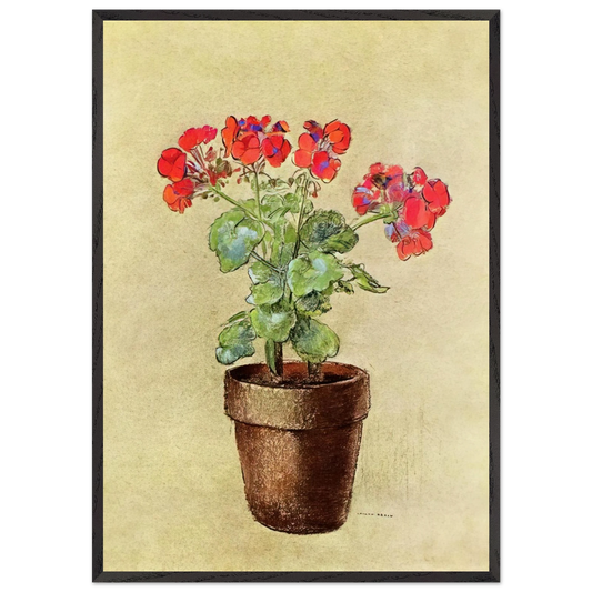 GERANIUMS 1902 - Odilon Redon 70x100 cm / 28x40 inches Framed Art Print – Black Wooden Frame