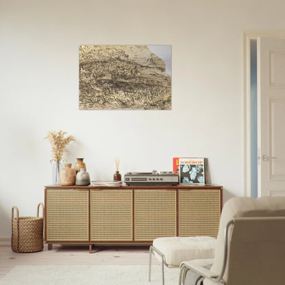 Olive Trees in a Mountain Landscape - Vincent van Gogh Brushed Aluminum Print - 70x100 cm / 28x40 inches | Vincent van Gogh Aluminum Print | Vincent van Gogh Prints