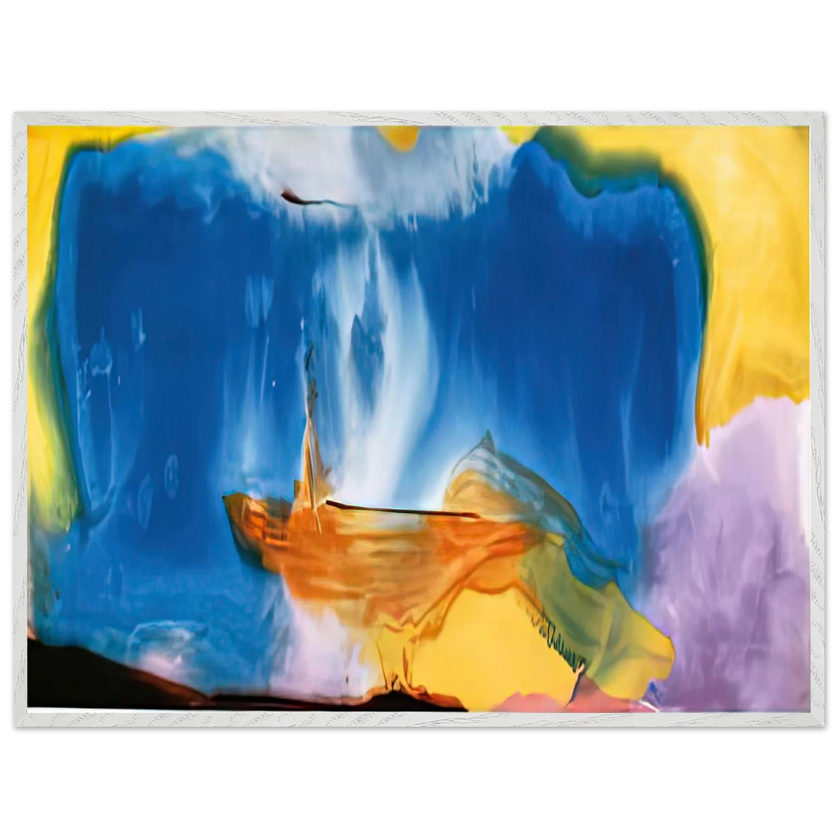Helen Frankenthaler - Moveable Blue, 1973- Wall Art - 21x29.7 cm / 8x12" - Premium Wooden Framed Poster With Fine Art Paper-canvas - White frame