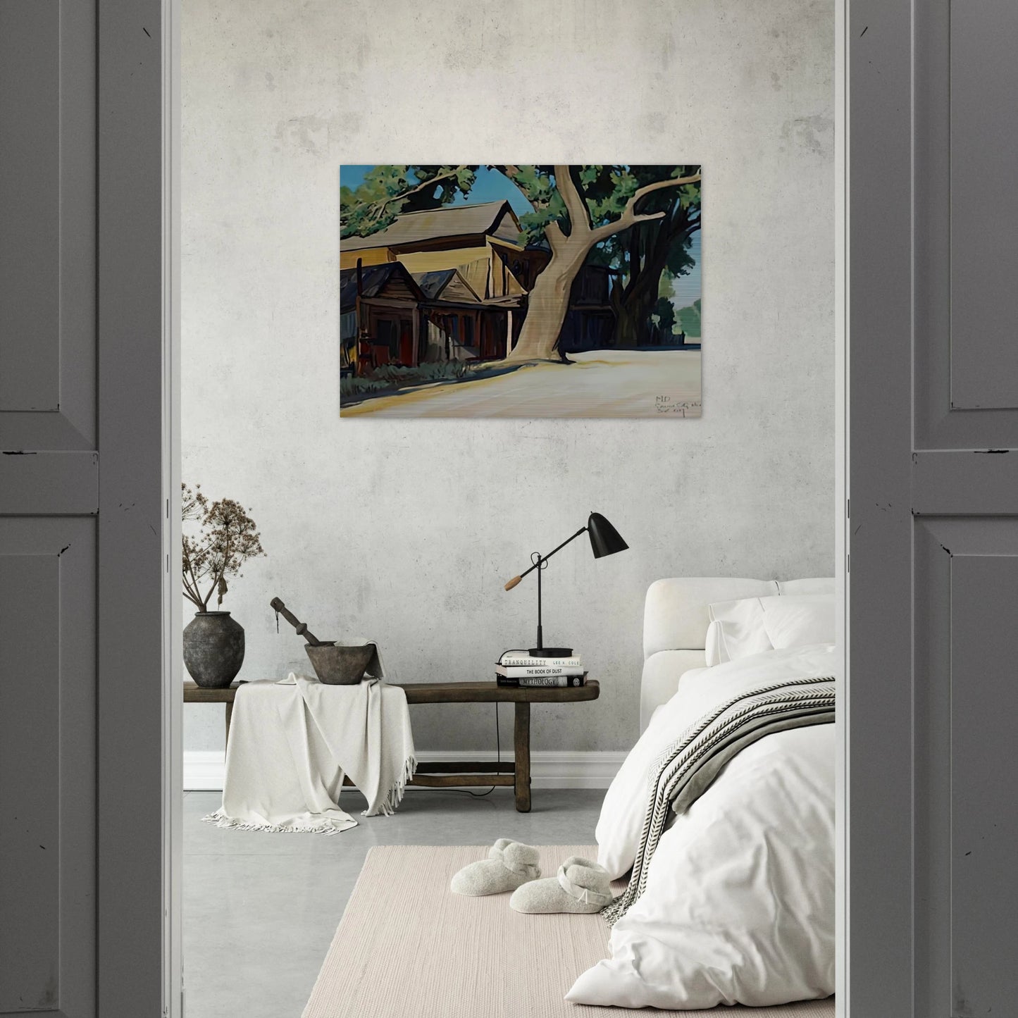 OLD CHINATOWN CARSON CITY NEVADA 1937 - Maynard Dixon Brushed Aluminum Print - 70x100 cm / 28x40 inches | Maynard Dixon Aluminum Print | Maynard Dixon Prints