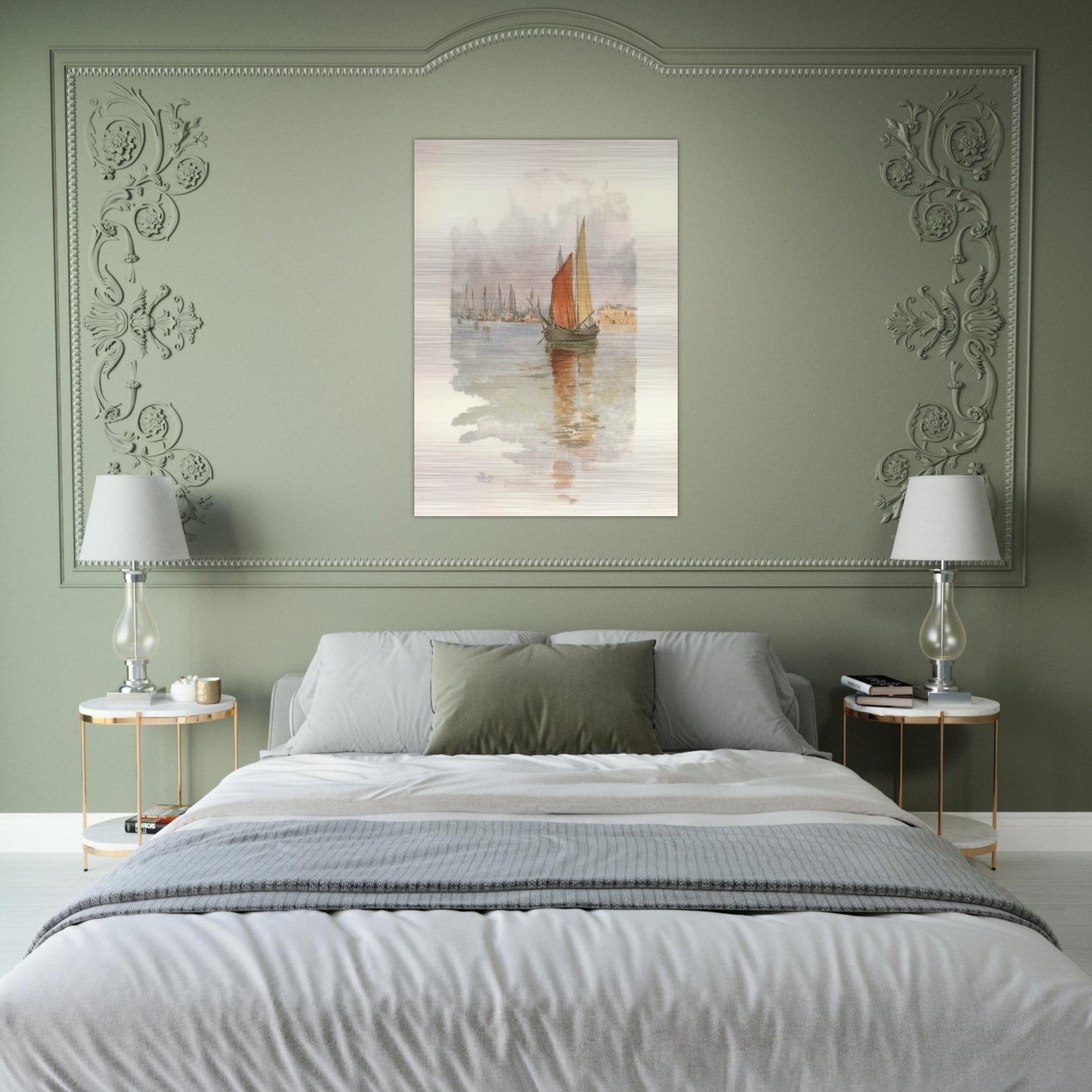 Woodboats and Dogana - Childe Hassam Brushed Aluminum Print - 70x100 cm / 28x40 inches | Childe Hassam Aluminum Print | Childe Hassam Prints