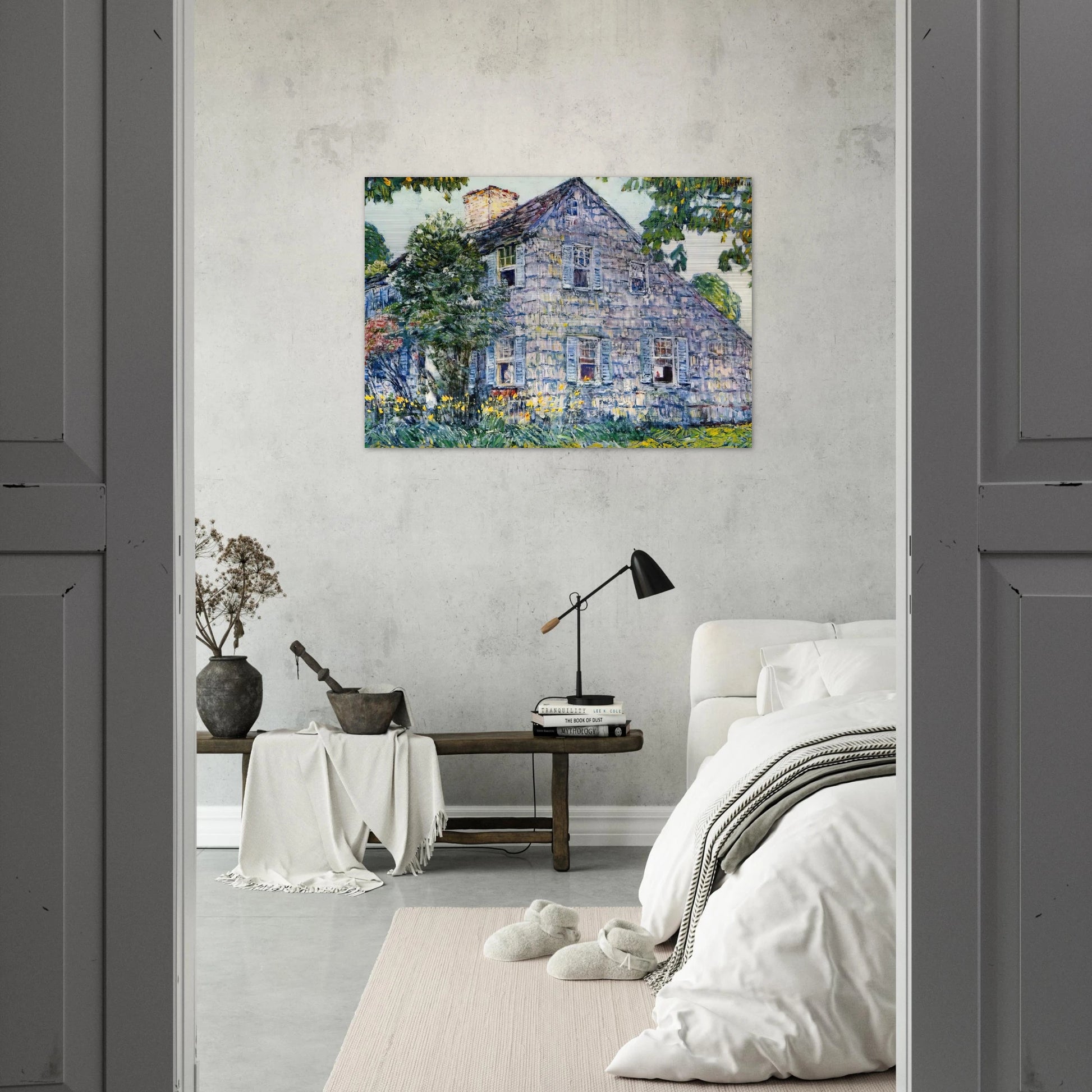 Old House, East Hampton - Childe Hassam Brushed Aluminum Print - 70x100 cm / 28x40 inches | Childe Hassam Aluminum Print | Childe Hassam Prints