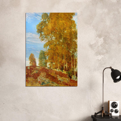 Autumn Hilltop, New England - Childe Hassam Brushed Aluminum Print - 70x100 cm / 28x40 inches | Childe Hassam Aluminum Print | Childe Hassam Prints