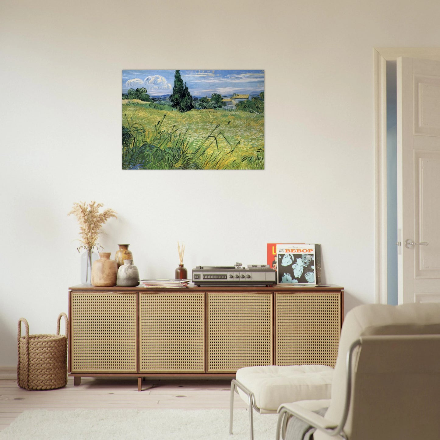 Green Wheat Field with Cypress - Vincent van Gogh Brushed Aluminum Print - 70x100 cm / 28x40 inches | Vincent van Gogh Aluminum Print | Vincent van Gogh Prints